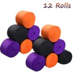 Yomiie Halloween 984 Feet Crepe Party Streamers 12 rolls 3 Colors Orange Black Purple Hallowmas Party Crafts Decorations (4 Rolls Per Color, 82 Foot Each Roll)