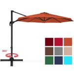 Best Choice Products 10-Foot 360-Degree Rotating Aluminum Polyester Cantilever Offset Market Patio Umbrella Shade with Easy Tilt and Smooth Gliding Handle, Orange