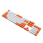 104key PBT Double Shot Keycap Set Translucent Backlit Key Cap for All Mechanical Keyboards with Key Puller White Orange Combo
