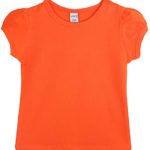 Lovetti Baby Girls’ Basic Short Puff Sleeve Round Neck T-Shirt 12-18M Orange