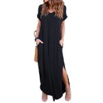 Celmia Womens Tshirt Long Dress Side Slit Maxi Dresses Casual Short Sleeve with Pockets