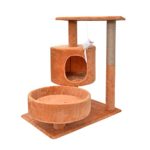 SHIJINHAO-Cat tree Activity Tower Small Stable Solid Wood Sisal Scratching Climbing, 2 Styles, 3 Colors (Size : Orange-40x60x70cm)