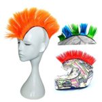 3T-SISTER Helmet Mohawk Wig Motorcycle Adhesive Mohawk Hair Patches Skinhead Costumes Wig Orange Color