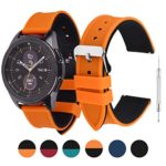 6 Colors Silicone Watch Band 20mm Compatible Samsung Galaxy 42mm/Gear S2 Classic Watch Band,Compatible Huawei Watch 2 /Moto 360 2nd Gen, Pumpkin Orange Top/Black Bottom 20mm