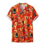 Uscharm Funky Hawaiian Shirt Mens Tropical Short Sleeve Button Down Beer Bottle Multiple Colors Aloha Tee Blouse(Orange,XXL)