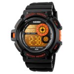 SKMEI Boys Sport Style Digital Watch Waterproof LED 7 Colors Changeable Backlight Soft PU Band Wristwatch