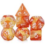 Dice Set D&D, Double Color 7PCS Polyhedral Dice with Free Pounch for Dungeons and Dragons DND RPG MTG Table Games (Orange and Yellow)