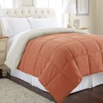 Amrapur Overseas Goose Down Alternative Microfiber Quilted Reversible Comforter / Duvet Insert – Ultra Soft Hypoallergenic Bedding – Medium Warmth for All Seasons – [King, Orange Rust/Oatmeal]