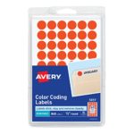 Avery Removable Color Coding Labels, 0.5 Inch, Red – Orange Neon, Round, Pack of 840 (5051)
