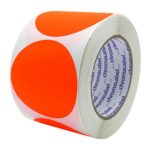 ChromaLabel 3 inch Color-Code Dot Labels | 500/Roll (Fluorescent Red Orange)