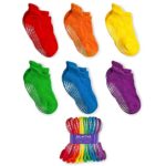 LA Active Baby Toddler Grip Ankle Socks – 6 Pairs – Non Slip/Skid Covered (Rainbow, 12-36 Months)
