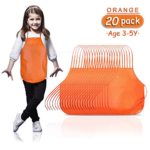 B.SHINE Kids Artist Apron – 20 Pack 3 Sizes, for Age 3 to 14, Children’s Apron for Painting, Cooking, Baking, Craft Project, Party and School Activity (Orange, 3-5Y)