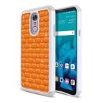 FINCIBO Case Compatible with LG Stylo 4, Dual Layer Shock Proof Hybrid Protector Case Cover TPU Sparkle Rhinestone Bling for LG Stylo 4 – Solid Neon Fluorescent Orange Color