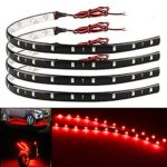 EverBright 4-Pack Red 30CM 5050 12-SMD DC 12V Flexible LED Strip Light Waterproof Car Motorcycles Decoration Light Interior Exterior Bulbs Vehicle DRL Day Running with Built-in 3M Tape