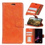 King Boutiques Phone Case PU Leather Wallet Case Cover Genuine Quality Solid Color Business Retro Style Flip Case Cover for Samsung Galaxy S8 Active Fashion (Color : Orange)