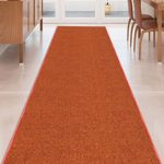 Kapaqua Burnt-Orange Solid Plain Rubber Backed Non-Slip Hallway Stair Kitchen Runner Rug Carpet 22in X 5ft