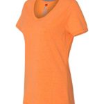 Hanes Women’s X-Temp V-Neck Tee, Neon Orange Heather, XX-Large