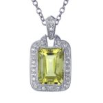 Sterling Silver Lemon Quartz Pendant (6 CT) With 18 Inch Chain