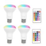 8W Color Changing Light Bulb, 4 Pack, LED Colored Light Bulbs E26 RGB 16 Colors Lamp with IR Remote Control for Home Decoration, Bar, Party, KTV, Holiday, Christmas Mood Lighting, Chener