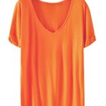 SheIn Women’s Summer Short Sleeve Loose Casual Tee T-Shirt Orange# X-Large