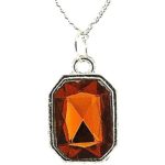 The Olivia Collection Silvertone Orange Coloured Pendant on 18 Inch Chain