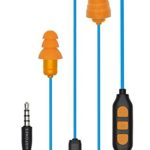 Plugfones Guardian Plus In-Ear Earplug Earbud Hybrid – Noise Reduction In-Ear Headphones with Noise Isolating Mic and Controls (Orange & Blue)