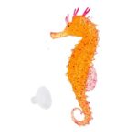 LDEXIN Fish Tank Decoration Artificial Sea Animal Aquarium Ornament Glowing Floating Effect Artificial Sea Horse Orange Color