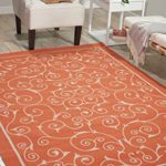 Nourison RS019 Home and Garden Indoor/Outdoor Floral Vibrant Orange Rug (7’9″x10’10”)