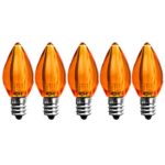 C7 Orange LED Bulbs – 5 pack Smooth Lens Orange Transparent C7 Replacement Bulbs