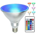 PAR38 Led Floodlight Bulb RGB Color Changing Light Bulb with Remote Control, Kuniwa Spotlight E26 20W Dimmable Light Bulb, IP65 Waterproof Light Screw