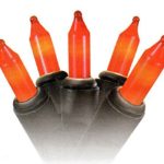 Northlight Mini Halloween or Christmas Lights with Black Wire, Orange, Set of 100