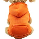 Jeeke Pet Dog Clothes Solid Color Dog Cat Sweatshirts Keep Warm Dog Shirt Polyester Hoodied Pet Festival Dress (Orange, S)
