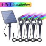 APONUO Solar Spotlights RGB Landscape Lights Color Changing Low Voltage Outdoor Solar Spotlight IP65 Waterproof 9.8ft Cable Auto On/Off for Outdoor Garden Yard Landscape Downlight (Multi-Color)