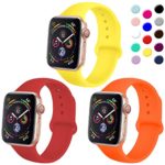 TIMTU Sport Bands Compatible with Apple Watch 38mm 40mm, Sport Band Replacement Strap Compatible with iWatch Series 4 3 2 1 for Women Men, M/L Red/Yellow/Orange