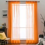 MIULEE 2 Panels Solid Color Sheer Window Curtains Elegant Window Voile Panels/Drapes/Treatment for Bedroom Living Room (54X90 Inches Orange)