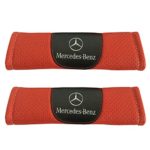 2pcs Set Mercedes Benz Orange Color Car Seat Safety Belt Covers Leather Shoulder Pad Fit for Mercedes A-Class C-Class CLA-Class CLS-Class E-Class G-Class GLA-Class GLC Coupe