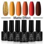 Beetles Gel Polish Gold Yellow Red Set, Fall 6 Colors Nail Polish Autumn Pumpkin Spice Orange Glitter Gel Nail Polish Soak Off UV Nail Lamp LED Cured, 7.3ml Each Bottle for Nail Art