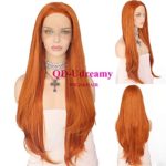 QD-Udreamy Natural Long Orange Color Synthetic Lace Front Wigs With Natural Hairline Heat Resistant Hair High Density Synthetic Wigs for Women
