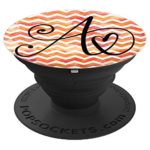 Letter A Initial Monogram Coral Orange Watercolor Chevron – PopSockets Grip and Stand for Phones and Tablets