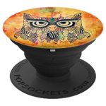Cool unique black Owl,orange watercolor background cute gift – PopSockets Grip and Stand for Phones and Tablets