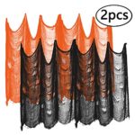 ziyue Halloween Creepy Cloth Party Decor Drape Doorways Entryways Windows Cover Gauze 10 Yards X 30″ Include Two Colors (10 Yards X 30″, Orange + Gray)