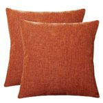 U’Artlines Pillowcase Covers, Slubbed Linen Pillow Case Decorative Cushion Cover Pillowcase for Sofa Pillow Cover (22″x22″ 2pcs Set, Orange)