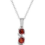 Sterling Silver 4-Stone Genuine or Created Gemstone Pendant Necklace (4mm), 18″
