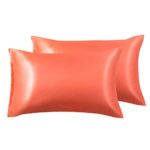 Love’s cabin Silk Satin Pillowcase for Hair and Skin (Orange, 20×36 inches) Slip King Size Pillow Cases Set of 2 – Satin Cooling Pillow Covers with Envelope Closure