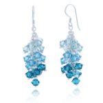 925 Sterling Silver Colored Faceted Crystal Beads Dangle Hook Earrings