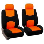 FH Group Universal Fit Flat Cloth Pair Bucket Seat Cover, (Orange/Black) (FH-FB050102, Fit Most Car, Truck, Suv, or Van)