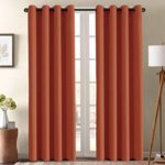 Blackout Curtain for Living Room 96 Inch Long Thermal Insulated Grommet Window Treatment Panel for Bedroom, Energy Saving Curtain for Large Window Door, Thick and Soft – Orange Ochre – Set of 1 Panel