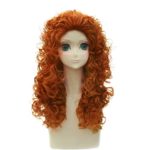 BERON 22 Inches Long Curly Orange Color Wigs with Natural Loose for Cosplay Costume Party Wig Cap Included