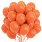 Prextex 75 Orange Party Balloons 12 Inch Orange Balloons with Matching Color Ribbon for Orange Theme Party Decoration, Weddings, Baby Shower, Birthday Parties Supplies or Arch Décor – Helium Quality