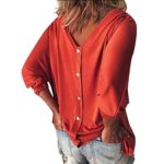 Long Sleeve Blouse Tops Shirt Summer Blouse Deep V-Neck Low Cut Cute Color Tops Flowy Camisole for Women Orange